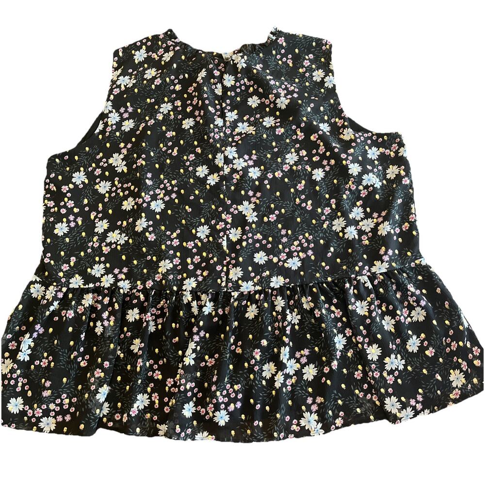 LOFT Black Floral Sleeveless Peplum Blouse - Picture 5 of 8
